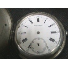 Antique Movement Pocket Watch For Repair Or Parts Longines Enamel Dial