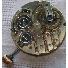 Antique Xfine Pocket Watch Movement & Enamel Dial 43 Mm. In Diameter