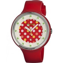 Appetime Unisex Sparkling Analog Plastic Watch - Red Rubber Strap - Multicolor Dial - APPSVJ320066