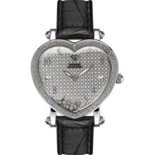 Aqua Master Heart Shape Floating Diamond Watch 0.30ct Gray Face Swiss Quartz