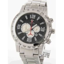 Aqua Master Men's Black Chrono Dial Stainless Steel Diamond Quartz Watch W138