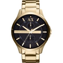 Armani Exchange Black Dial Gold PVD Mens Watch AX2122