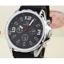 Arrival V6 Mens Rubber Band All Black Sport Military Quartz Wrist Watch Gift