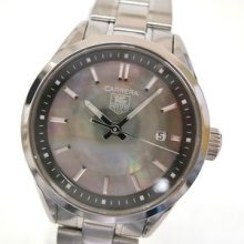 Auth Tag Heuer Carrera Balck Pearl Wristwatch Ss Shell Ladies Wv1416(bf040016)