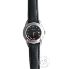 Authentic Gucci Roman Dial Ladies 5500 L Quartz Date Watch 5500l Leather Strap