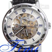 Auto Mechanical Mens Vintage Blue Numerals Wrist Watch