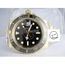 Automatic Submariner Ceramic Bezel Black Dial Gold Watch Original Ba