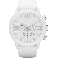 AX Armani Exchange Watch, Mens Chronograph White Silicone Strap 50mm A
