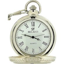 Belacci Silver Tone Eagle Design, White Dial Pocket Watch & 12