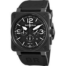 Bell & Ross Mens Black Chronograph Dial Rubber Strap Watch Br01-94carbon