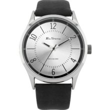 Ben Sherman Men's Quartz Watch With Silver Dial Analogue Display And Black Leather Strap R905