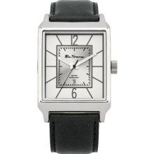 Ben Sherman Men's Quartz Watch With Silver Dial Analogue Display And Black Leather Strap R946