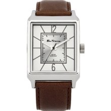 Ben Sherman Men's Quartz Watch With Silver Dial Analogue Display And Brown Leather Strap R948
