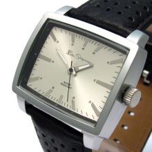 Ben Sherman Mens Square Watch With Silver Dial And Black Leather Strap R823