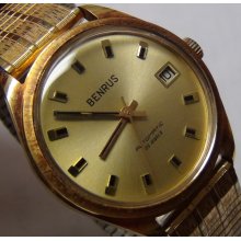 Benrus Men's Swiss Gold 25Jwl Automatic Calendar Watch w/ Bracelet