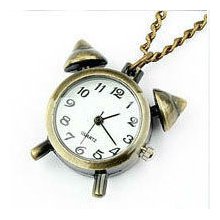 Best Gift Bronze Alarm Clock Pocket Watch Necklace For Boy Girl Kid Gift