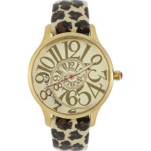 Betsey Johnson Female Multi Number Watch with Leopard Print Band