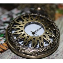 big sun open pocket watch neklace