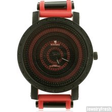 Black and Red Step Dial Big Face Watch