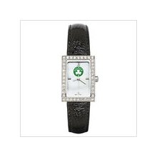 Black Leather Boston Celtics Watch with Cz Frame