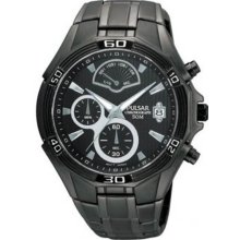 Black Stainless Steel Chronograph Black Dial