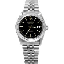 Black stick dial rolex date just watch SS jubilee bracelet perpetual datejust - Black - Stainless Steel