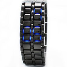 Blue Led Digital Watch Lava Style Mens Sports Watch + Free Gift Box