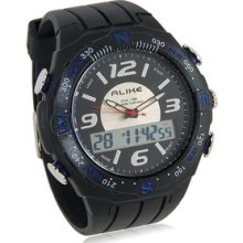 Blue Unisex Alike Ak1171 Multi-function Lcd Display Digital & Analog Watch