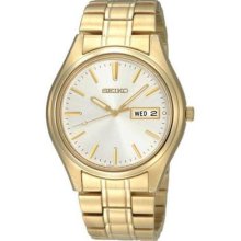 Bn Seiko Mens Gold Steel Day Date Sapphire Watch Sgga68 Water Resistant Date