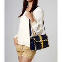 Braided Buckled Crossbody Bag Blue -One Size