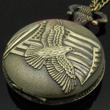 Bronze Dove Of Peace Pigeon Quartz Pocket Watch Necklace Pendant Mens Gift P113
