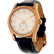 Bronzo Italia Bold Domed Roman Numeral Croco Embossed Leather Watch - Navy - One Size