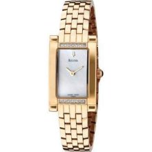 Bulova 65r104 Gold Tone Stainless Steel Swiss Made Diamond Ladies Watch