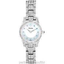 Bulova 96l149 Crystal Quartz White Mop Dial Womens Wrist Watches