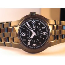 Bulova Automatic GMT American Eagle Buzz Aldren Pilots Wristwatch W/Box Swiss Very Collectible