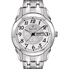 Bulova Mens Watch Quartz Stainless Steel White Dial Watch 96c103