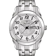 Bulova Mens Watch Quartz Stainless Steel White Dial Watch 96c103