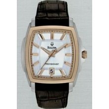 Bulova Precisionist Longwood Men`s Tonneau Dial Dress Watch W/ Brown Strap