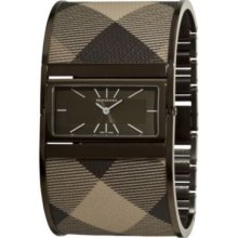 Burberry Women's Swiss Quartz Large Reversible Smoked Check Fabric Bangle Bracelet Watch