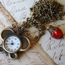 Butterfly Pendant Necklace Pocket Watch C 7-3