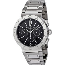 Bvlgari-bvlgari Chronograph Automatic Black Dial Stainless Steel Mens Watch