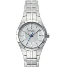 Caravelle By Bulova Ladies` Stainless Steel Dress Watch W/ Blue Accent