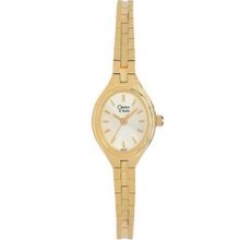 Caravelle By Bulova Ladies` Gold Bracelet Watch With Elliptical Dial