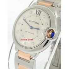 Cartier Ballon Bleu 18k Rose Gold & Steel Unisex Automatic Diamond Dial We902031