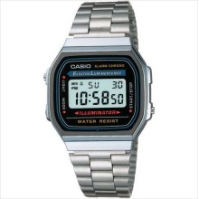 Casio a168wa-1 classic digital stainless steel watch alarm chronograph
