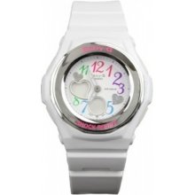 Casio Baby-G Tough White Digital and Analog Heart Watch with Multi-Color Dial
