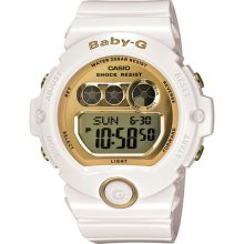 Casio Baby-g White Resin Gold-tone Accented Large Digital Sport Watch Bg6901-7