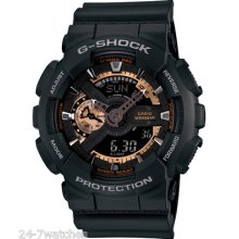 Casio G-shock Ga110rg-1 Analog Digital Men's Black Rose Gold Military Xl