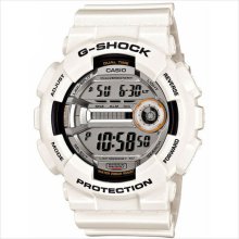 Casio g-shock mens white resin silver digital dial multi function watch gd110-7