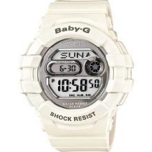 Casio Ladies Baby G Plastic Resin Case and Bracelet Silver Tone Digital Dial World Time Light BGD141-7